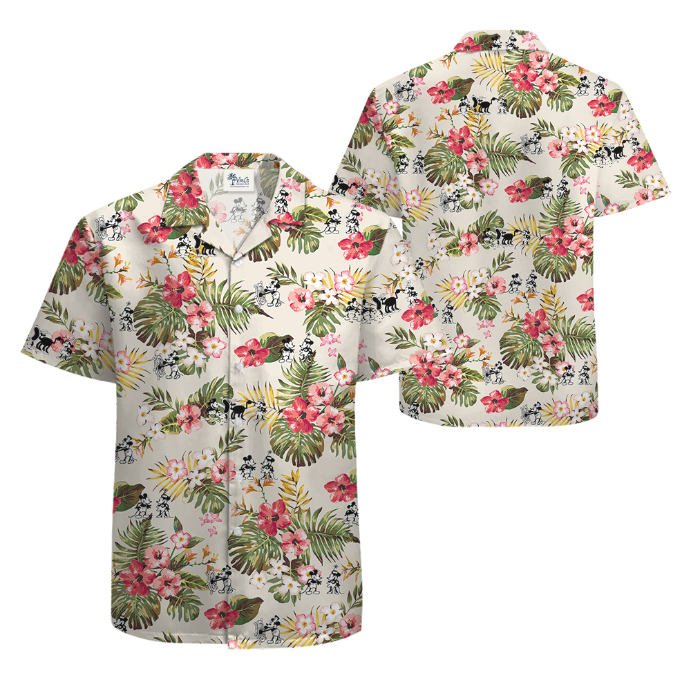 Mickey 1928 Vibrant Summer Floral Hawaiian Shirts For Men