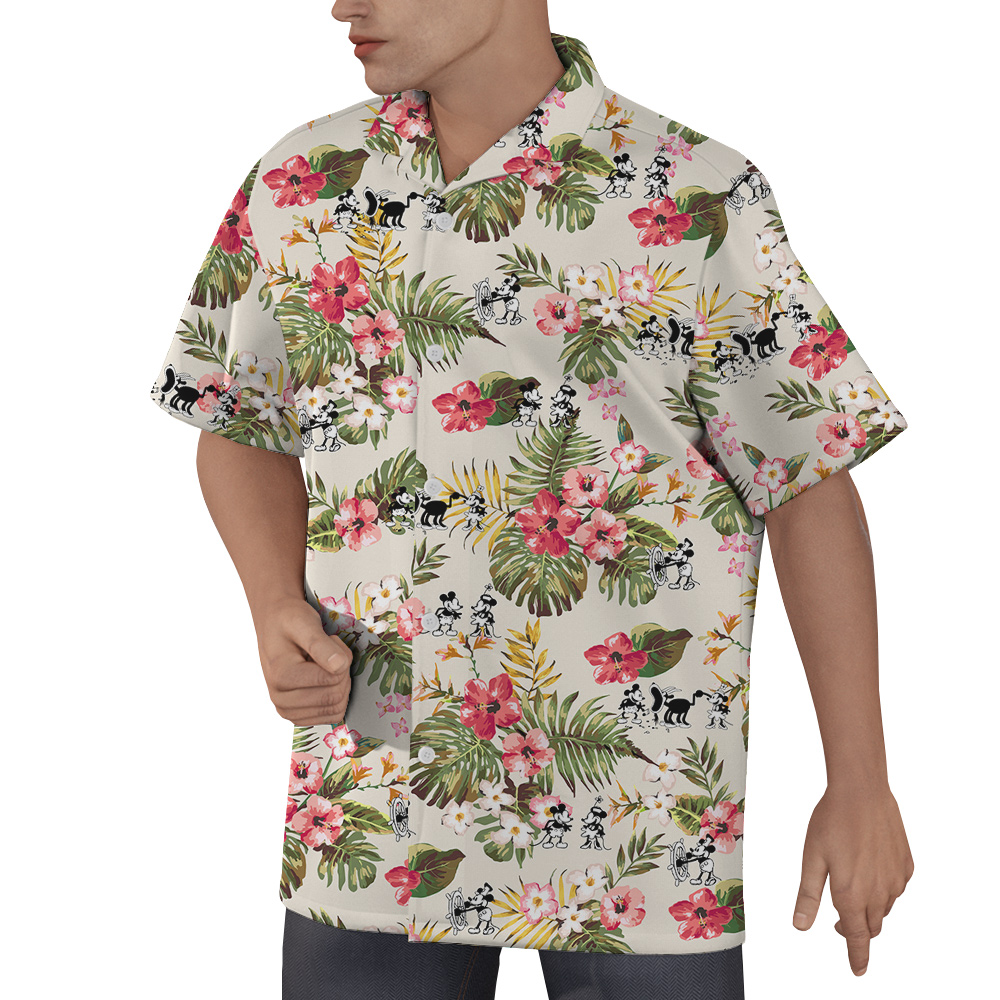 Mickey 1928 Vibrant Summer Floral Hawaiian Shirts For Men