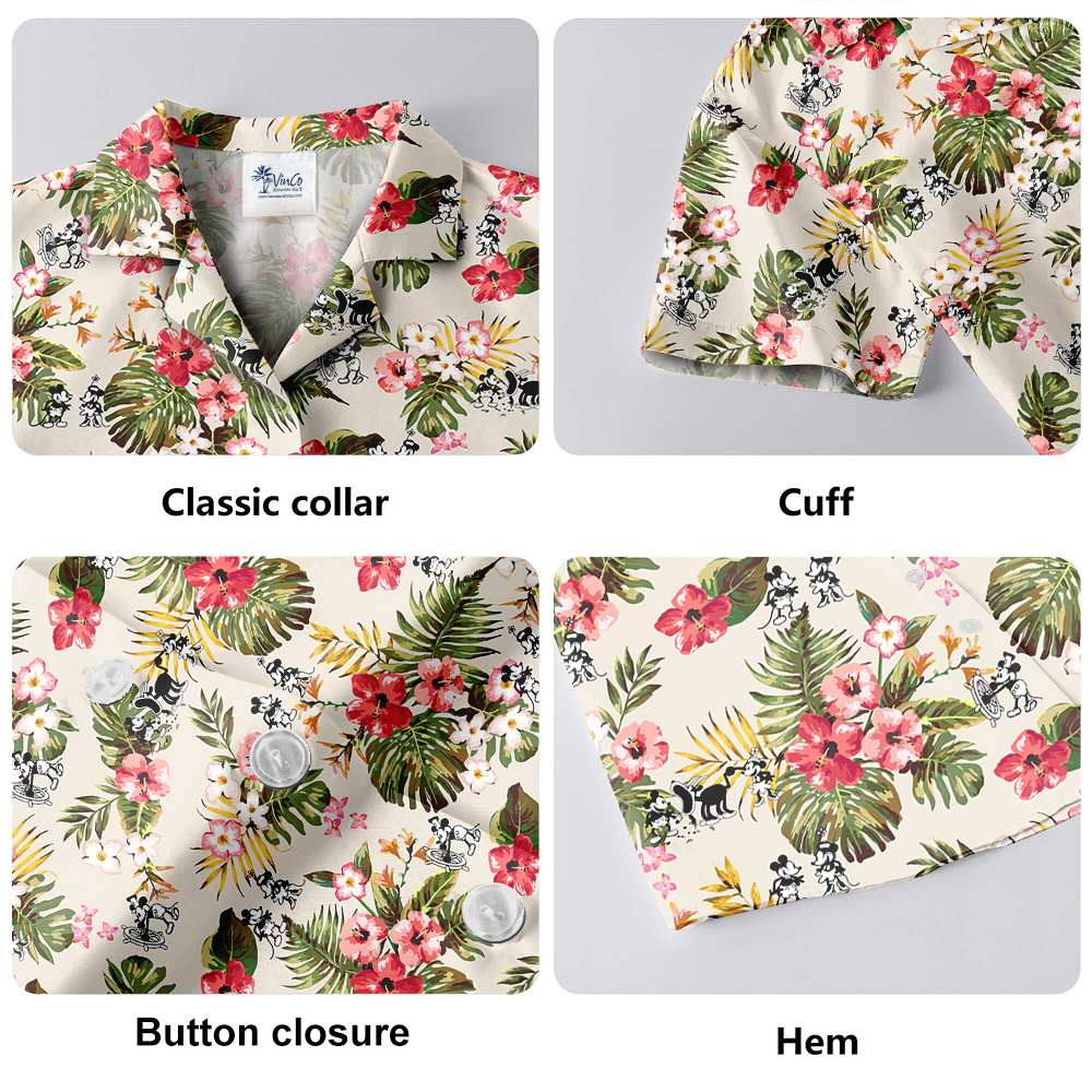 Mickey 1928 Vibrant Summer Floral Hawaiian Shirts For Men
