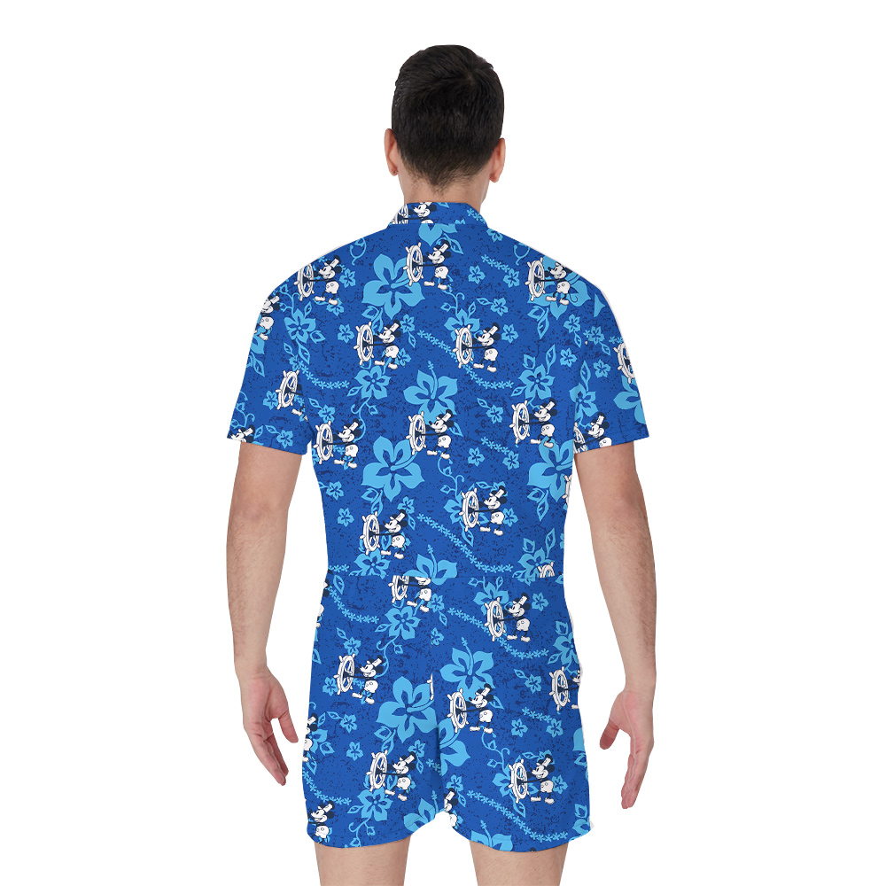 1928 Mickey Seafarer Blue Floral Rompers For Men