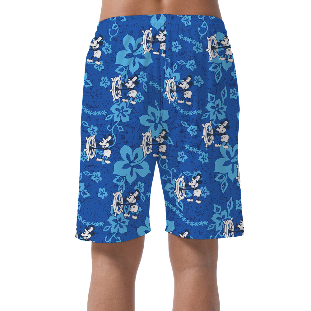 Blue Steamboat Willie 1928 Floral Shorts For Men