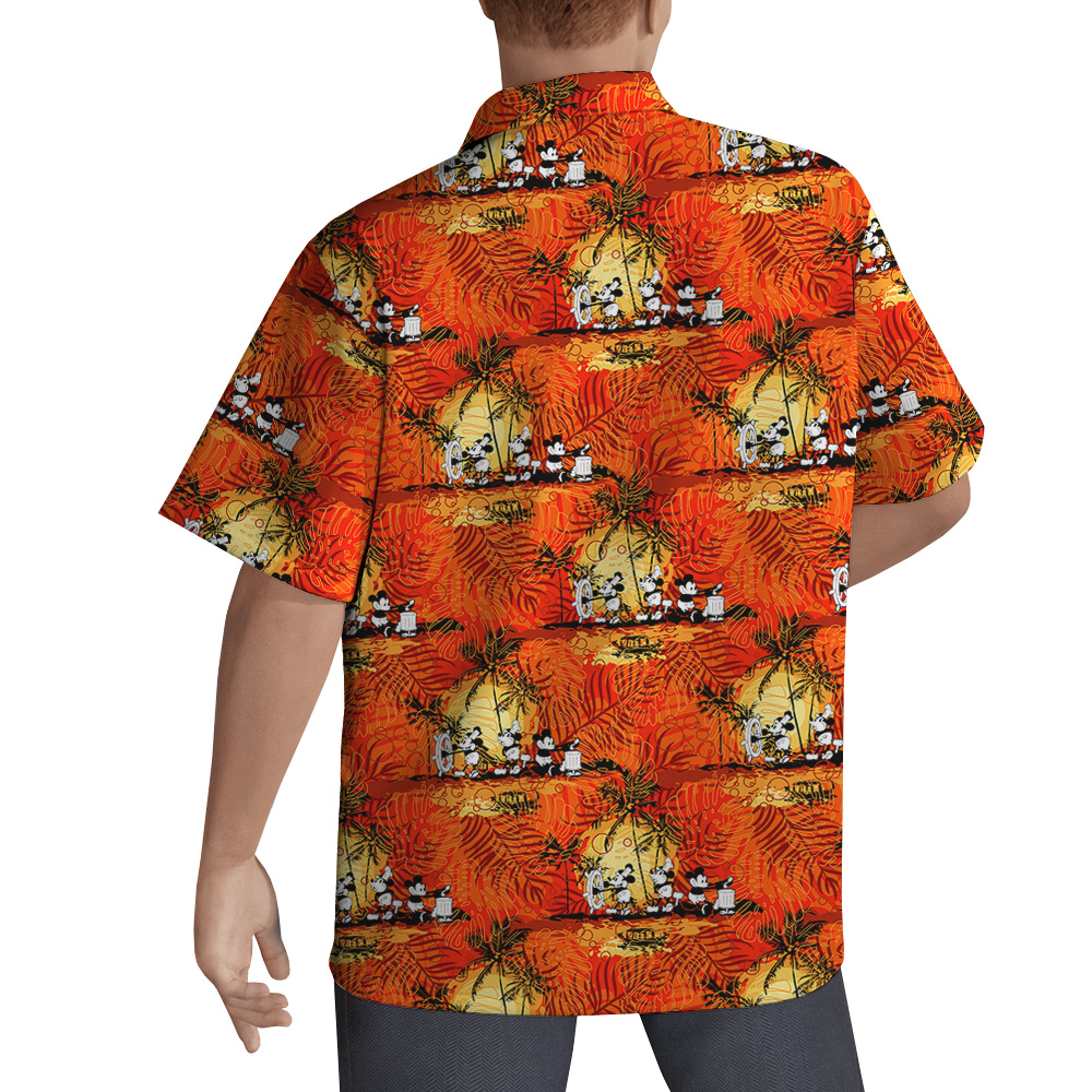 Mickey Steamboat Willie 1928 Tropical Bliss Hawaiian Shirts For Men