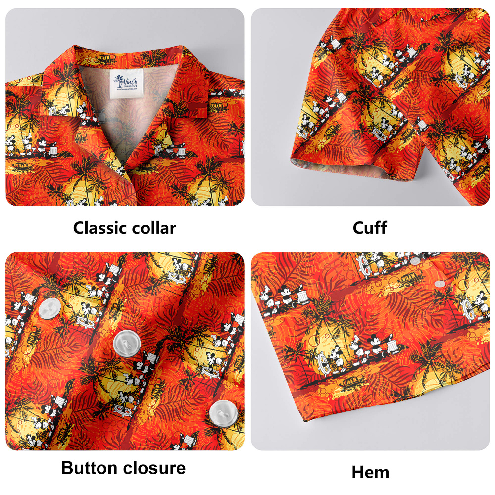 Mickey Steamboat Willie 1928 Tropical Bliss Hawaiian Shirts For Men
