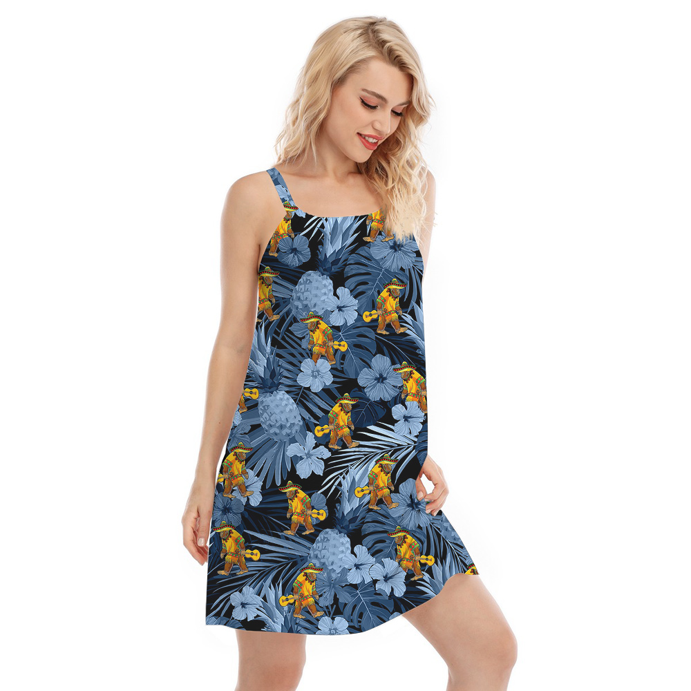 Cute Mexican Sasquatch Tropical Pineapple Cami Dress For Women