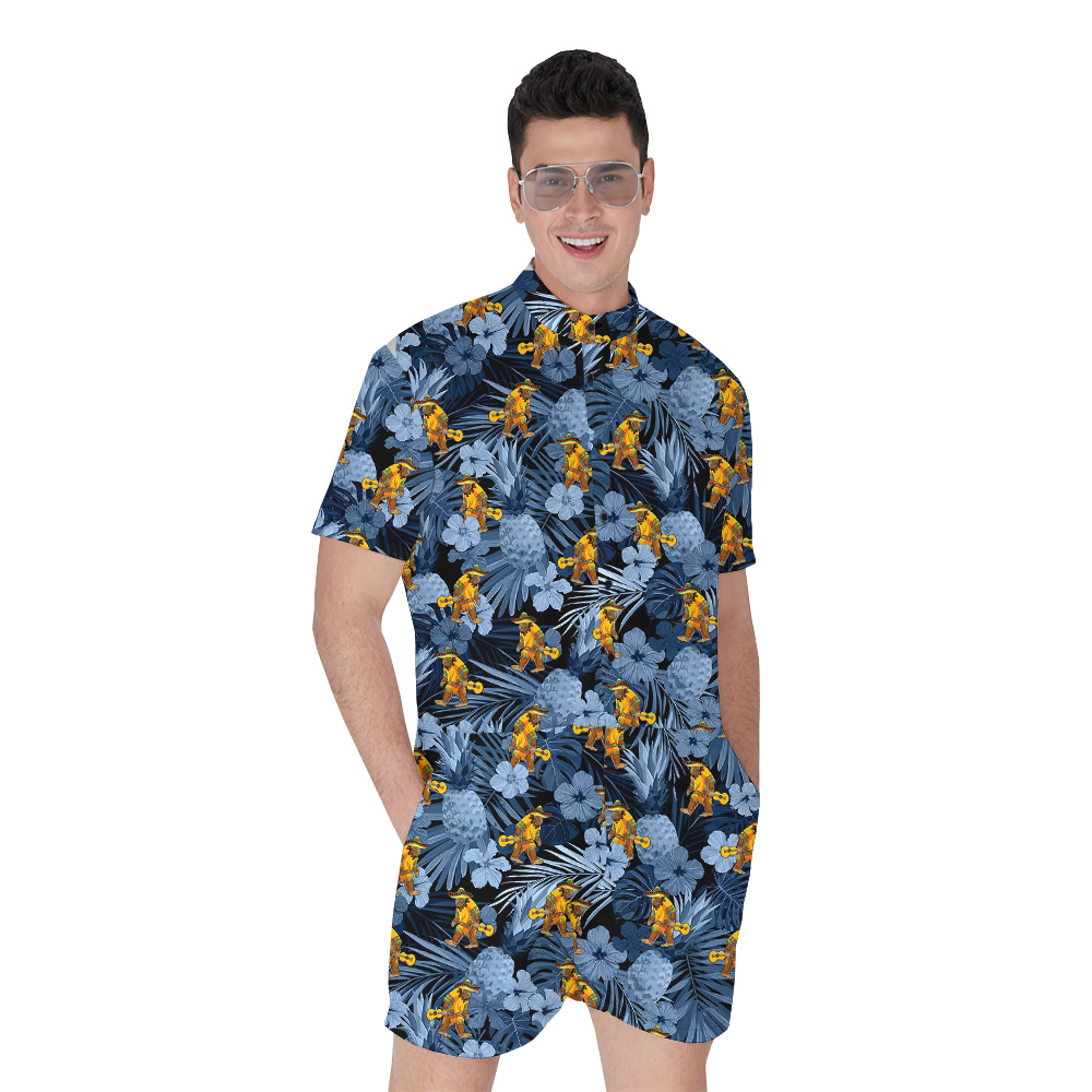 Funny Mexican Sasquatch Tropical Blue Hawaiian Romper For Men - variant image 1