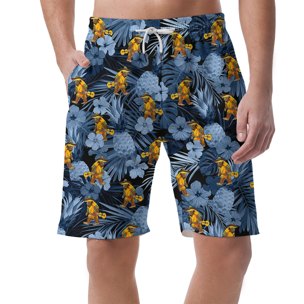 Pineapple Tropical Mexican Sasquatch Men's Hawaiian Beach Shorts - variant image 1