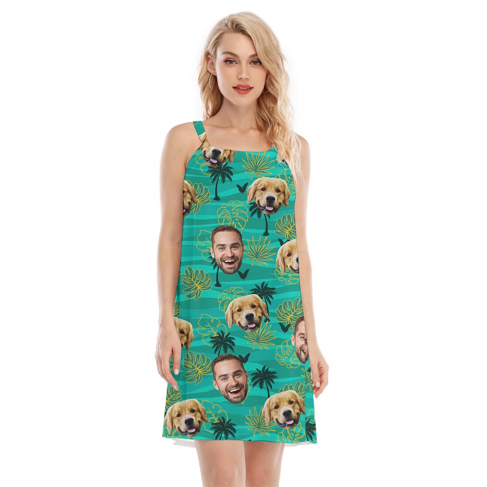 Cute Women's Hawaiian Beach Dress With Faces - variant image 1