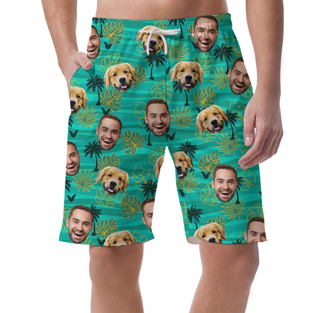 Funny Personalized Faces Men's Beach Shorts Hawaiian - variant image 1