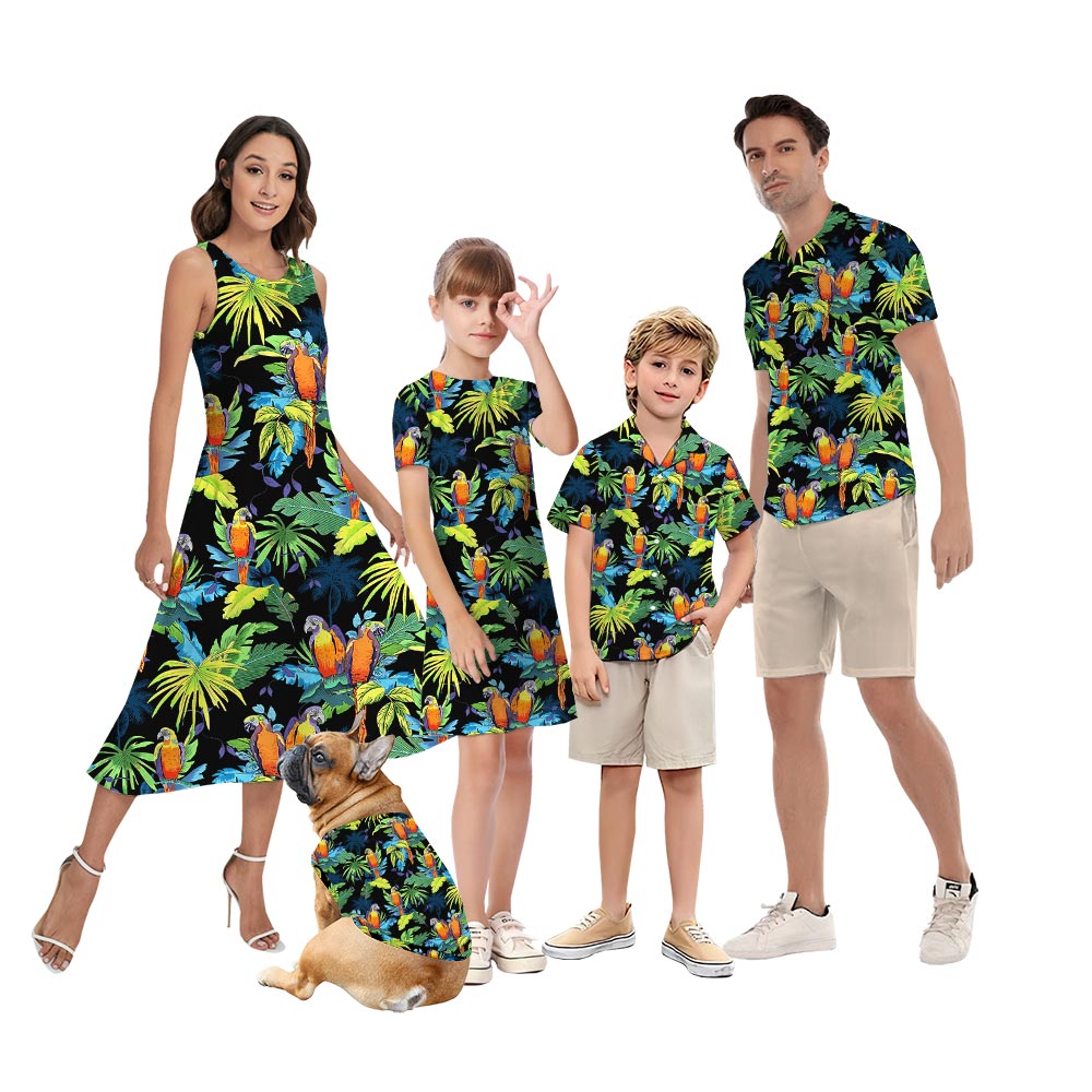 Tropical Parrots Matching Hawaiian Shirt And Dress For Family - variant image 1
