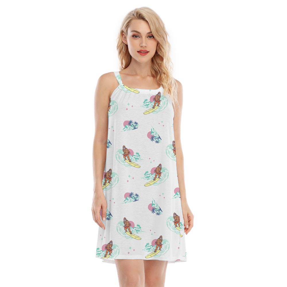 Lovely Bigfoot Surfing Hawaiian Cami Dress For Women - variant image 1