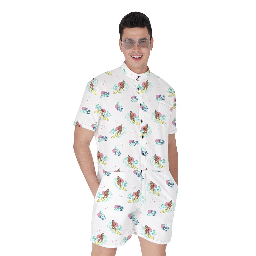 Cool Bigfoot Surfing Men's Romper Short - variant image 1