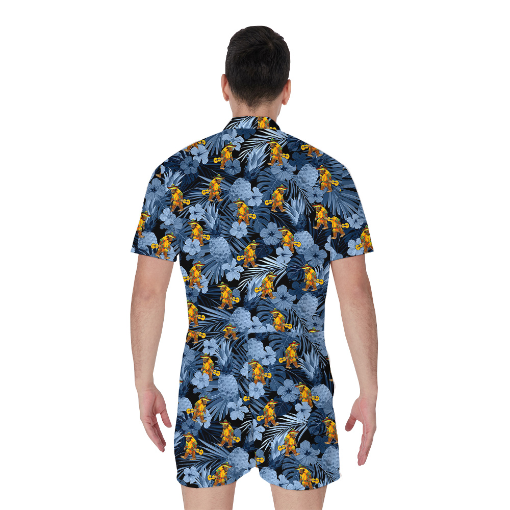 Funny Mexican Sasquatch Tropical Blue Hawaiian Romper For Men