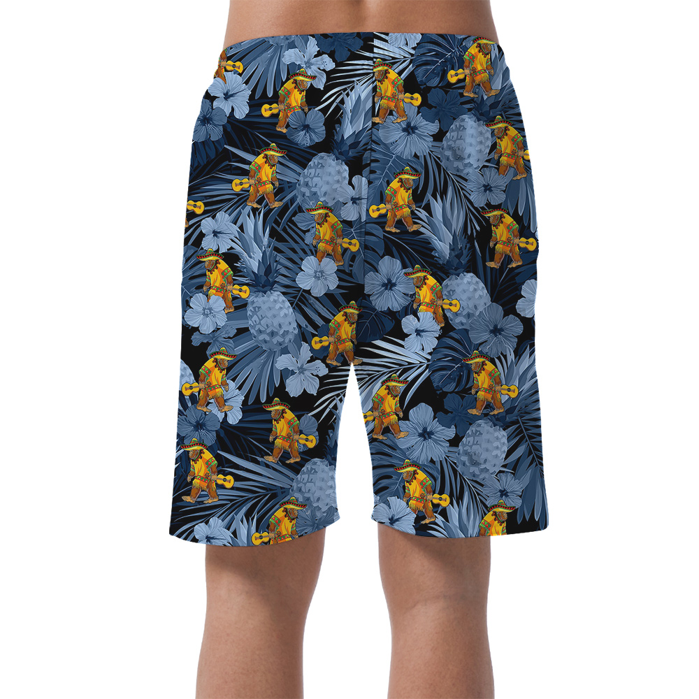 Pineapple Tropical Mexican Sasquatch Men's Hawaiian Beach Shorts