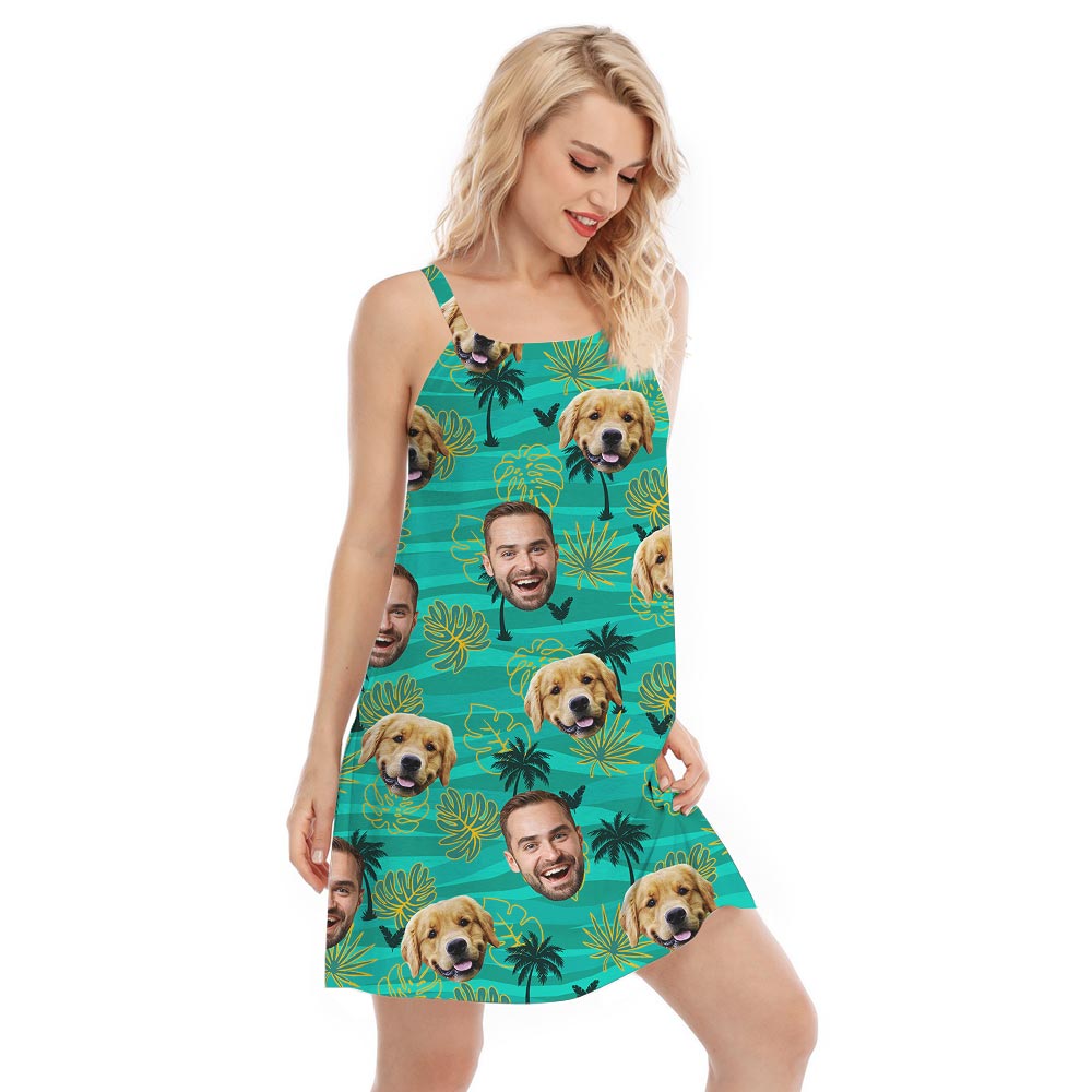 Cute Women's Hawaiian Beach Dress With Faces