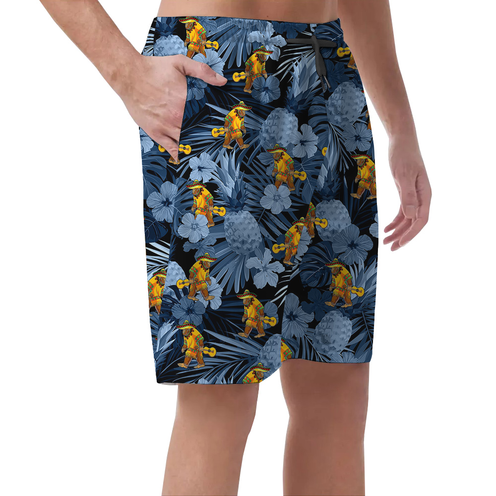 Pineapple Tropical Mexican Sasquatch Men's Hawaiian Beach Shorts