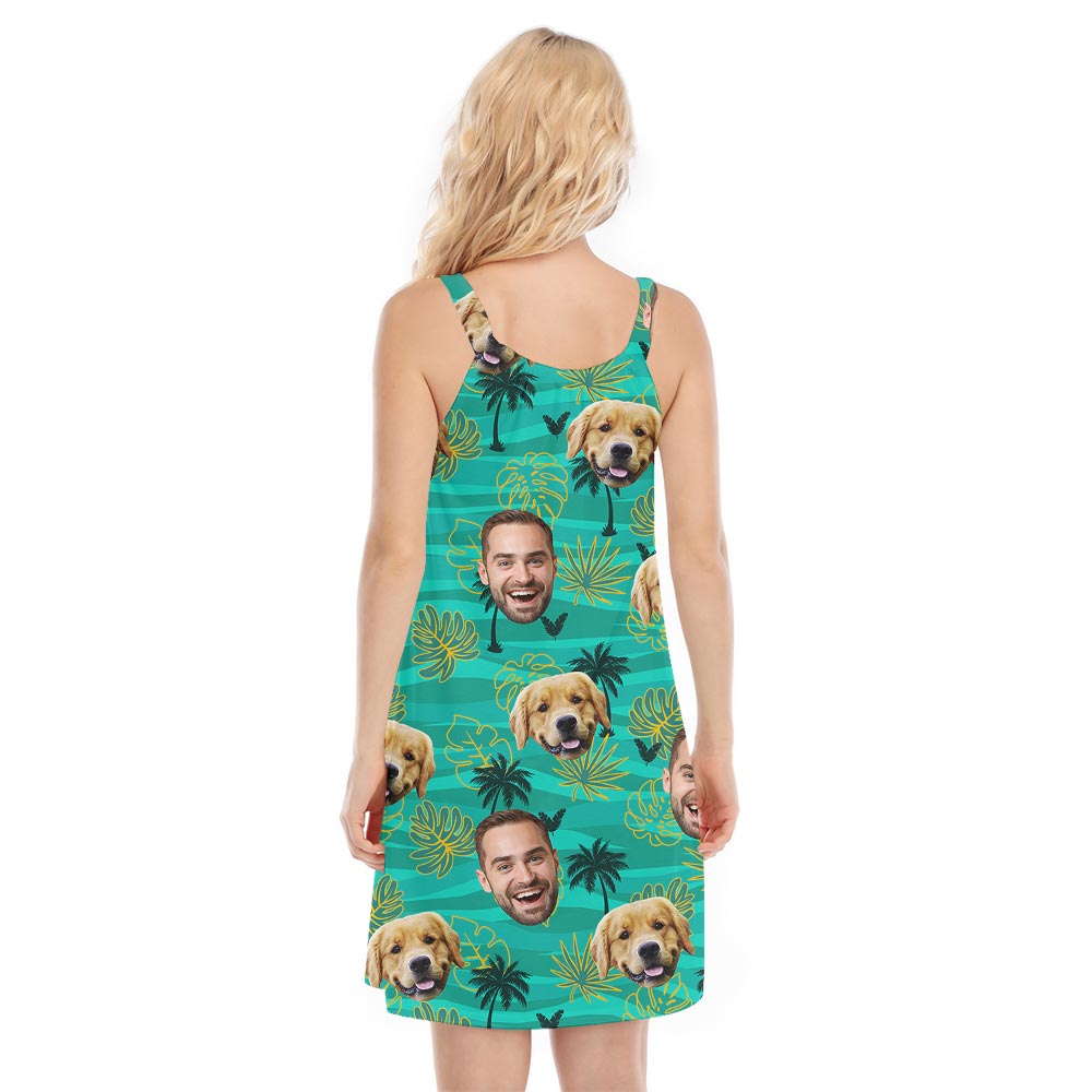 Cute Women's Hawaiian Beach Dress With Faces