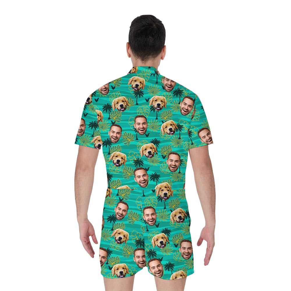 Tropical Men's Romper With Custom Faces