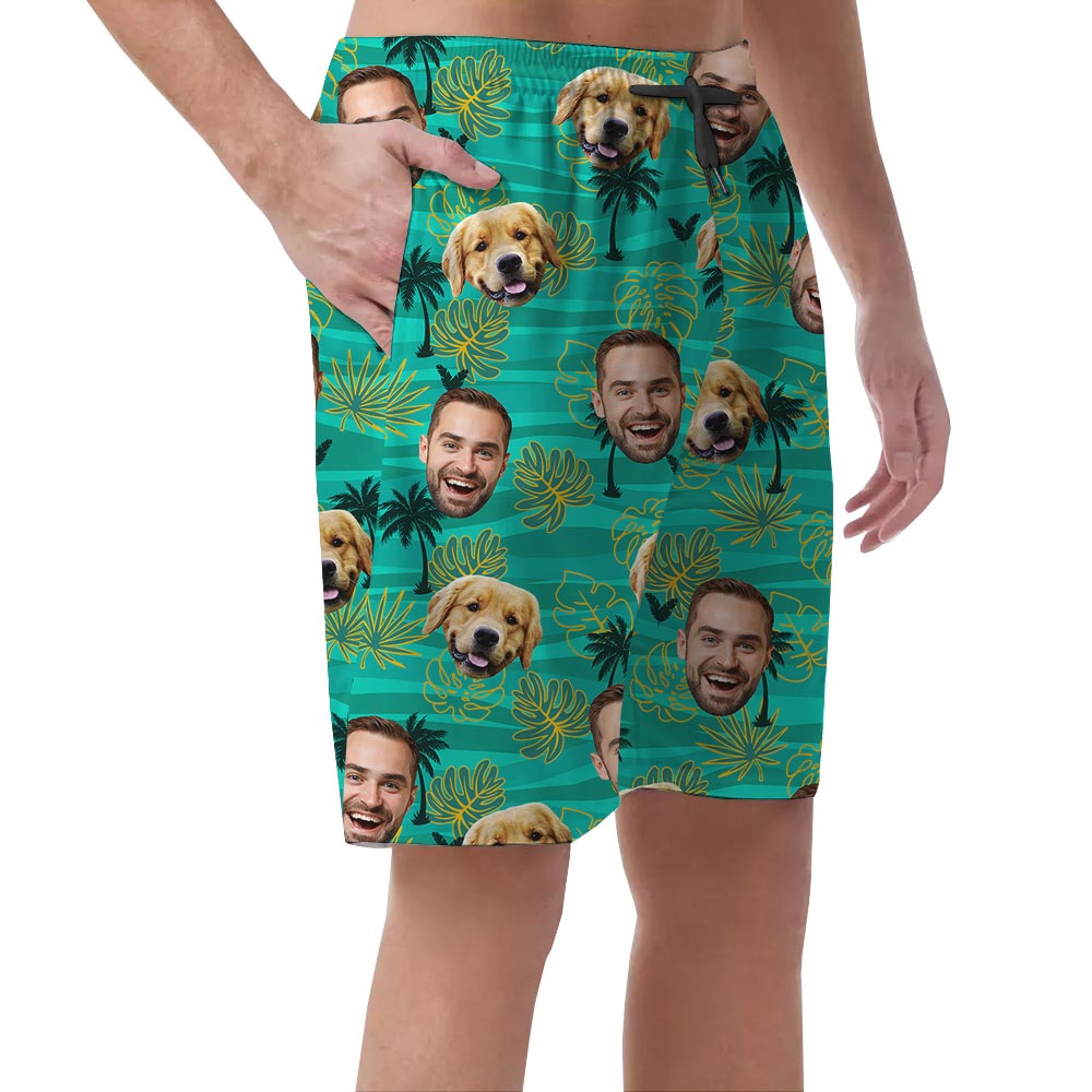 Funny Personalized Faces Men's Beach Shorts Hawaiian