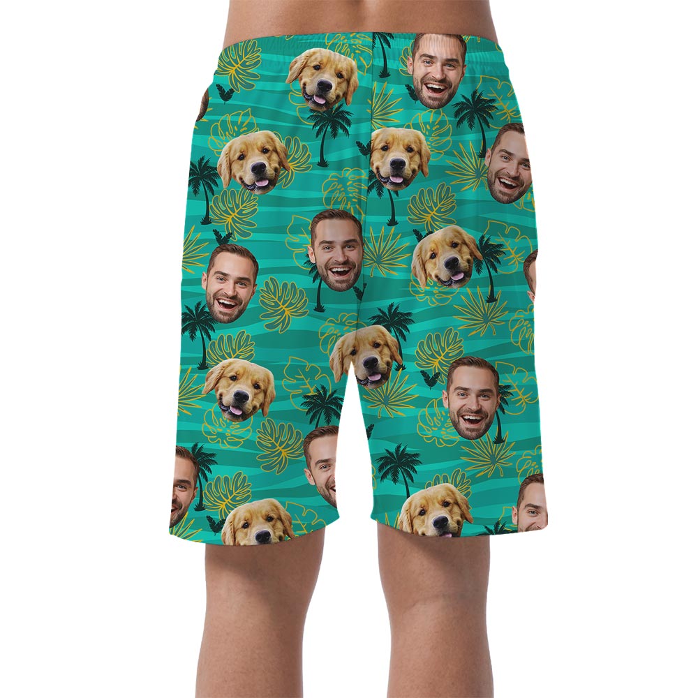 Funny Personalized Faces Men's Beach Shorts Hawaiian