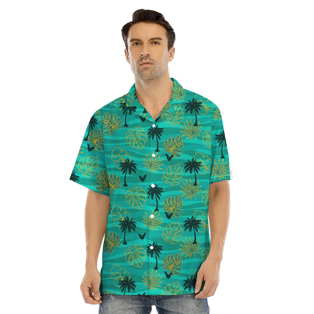 Matching Tropical Leaves Hawaiian Shirt and Dress