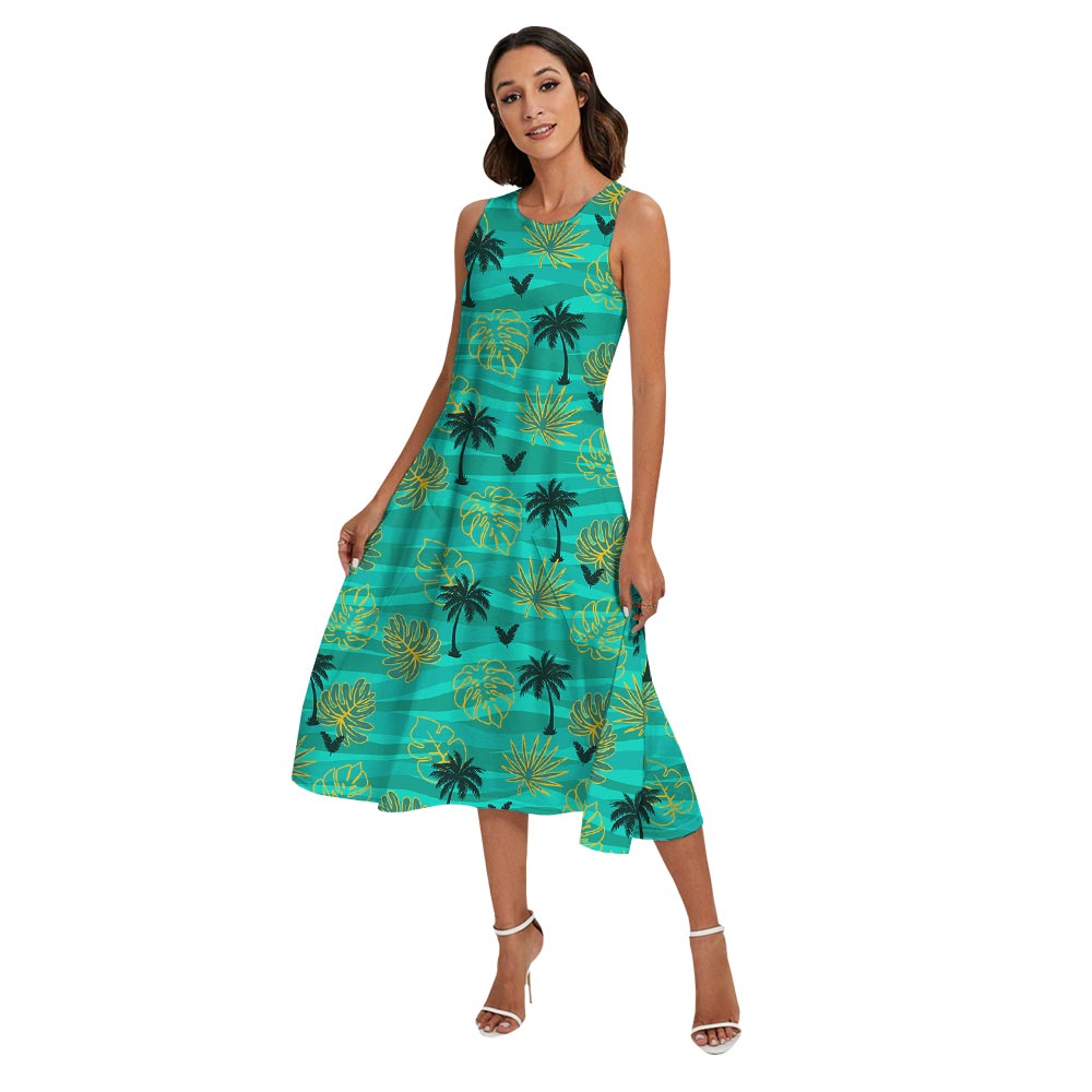 Matching Tropical Leaves Hawaiian Shirt and Dress