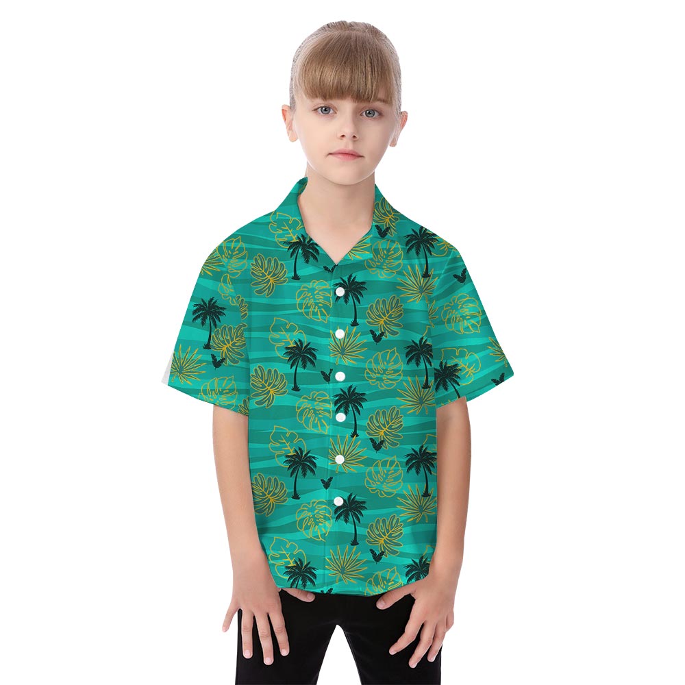 Matching Tropical Leaves Hawaiian Shirt and Dress