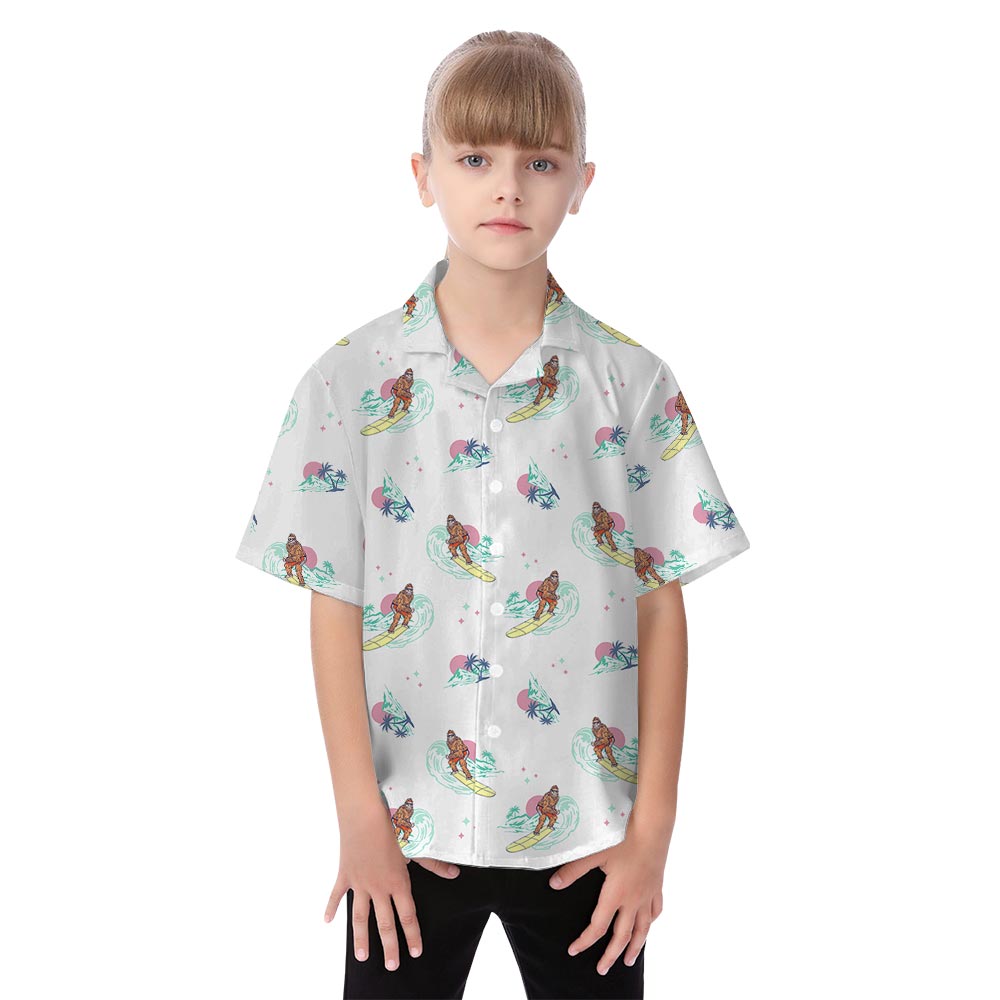 Matching Bigfoot Surfing Hawaiian Outfits For Adults and Kids