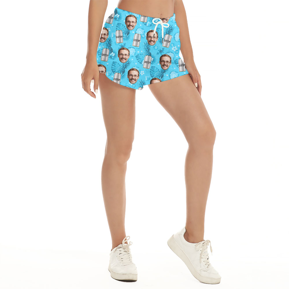 Cool Summer Bear Personalized Womens Shorts With Face