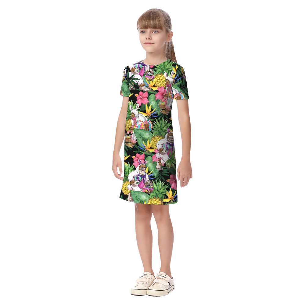 Funny Bigfoot Easter Tropical Family Matching Hawaiian Shirts