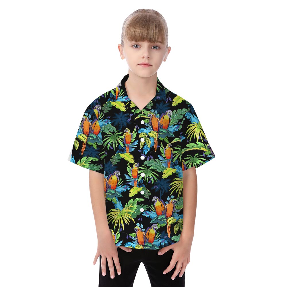 Tropical Parrots Matching Hawaiian Shirt And Dress For Family