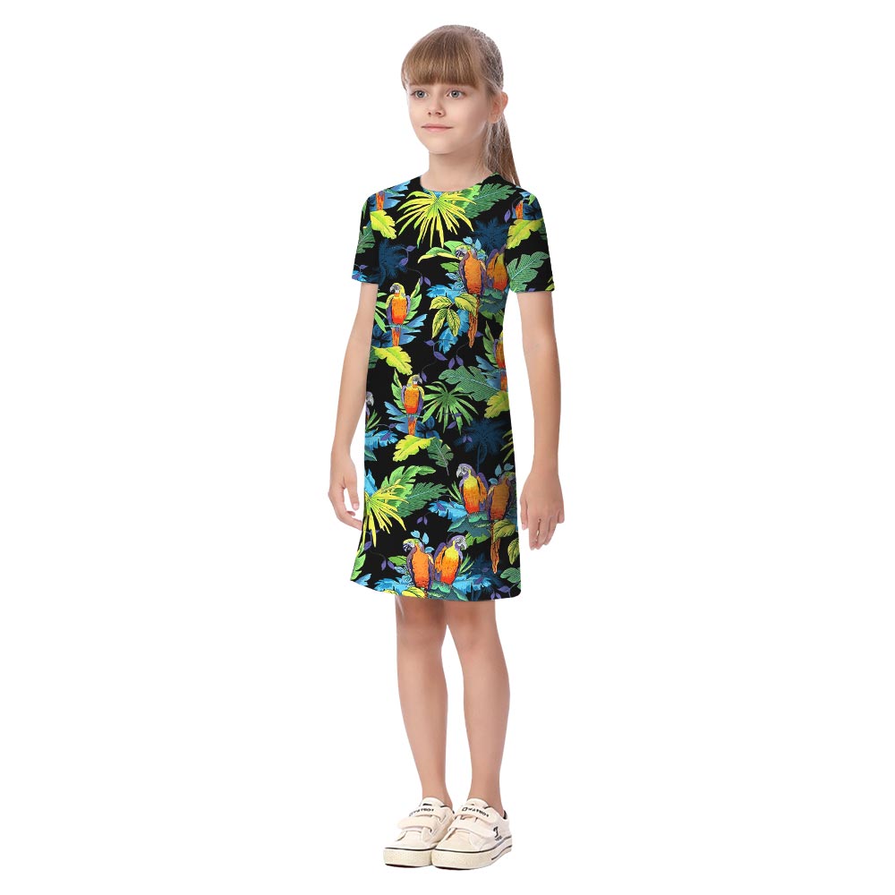Tropical Parrots Matching Hawaiian Shirt And Dress For Family