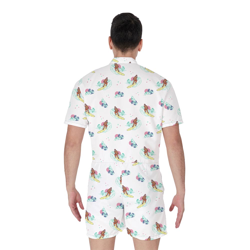 Cool Bigfoot Surfing Men's Romper Short