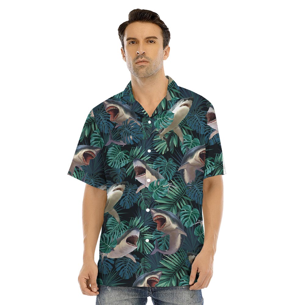 Unique Shark Tropical Matching Hawaiian Outfits For Family