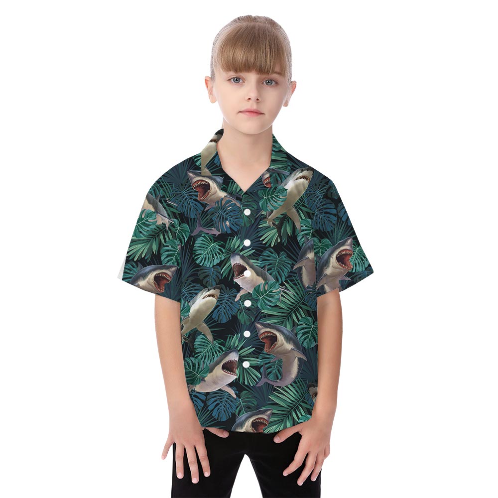 Unique Shark Tropical Matching Hawaiian Outfits For Family