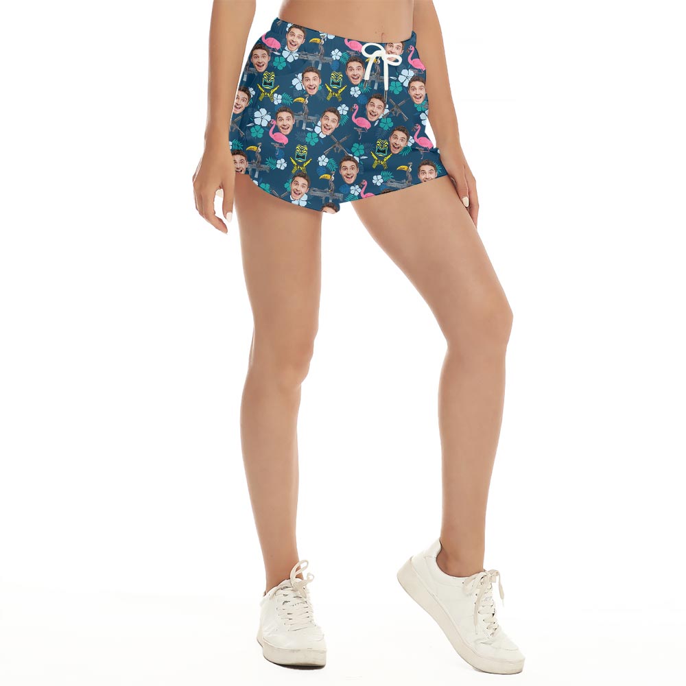 Matching Flamingo Custom Hawaiian Shorts Women