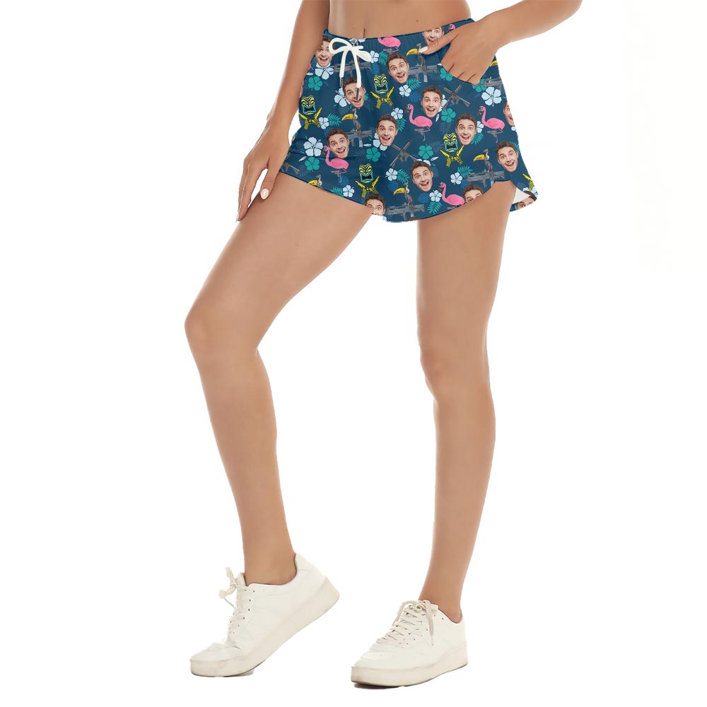 Matching Flamingo Custom Hawaiian Shorts Women