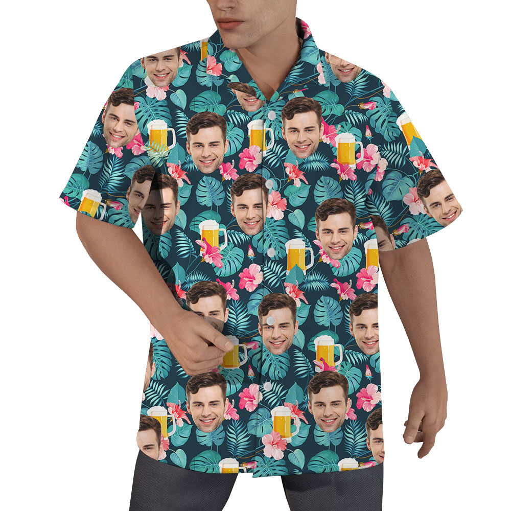 Men's Beer Pattern Hawaiian Shirt With Photos - variant image 1