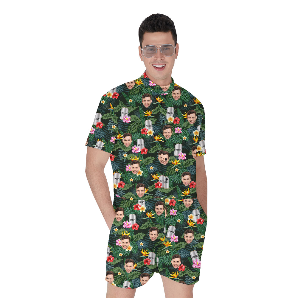 Favorite Beer Can And Face Men's Romper Shirt - variant image 1