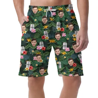 Custom Face And Beer Can Tropical Men's Shorts