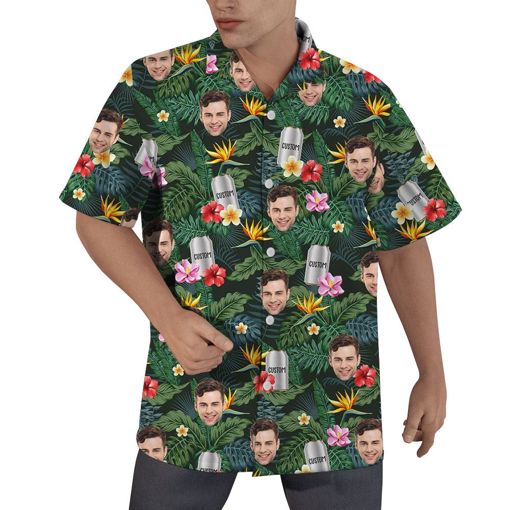 Men's Beer Print Aloha Shirt With Multiple Face - variant image 1