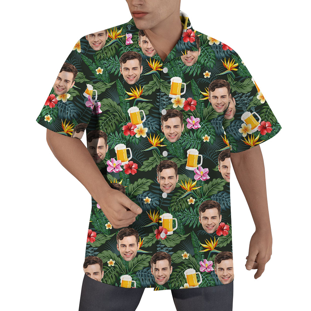 Custom Face Beer Hawaiian Shirt for Men - variant image 1