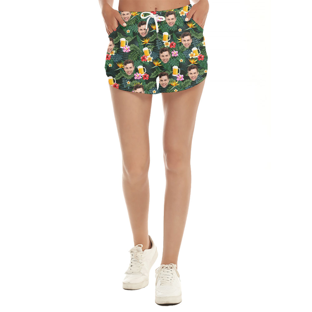 Summer Beer Hawaiian Women's Shorts With Custom Face - variant image 1