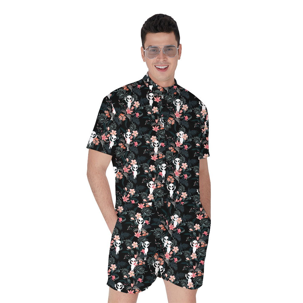 Unique UFO Alien Floral Men's Romper - variant image 1