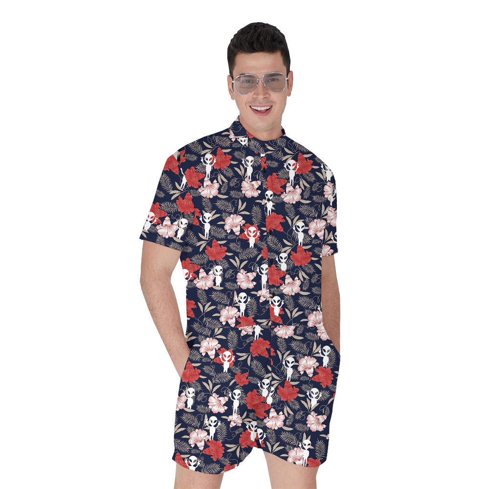 Cool Alien UFO Tropical Romper For Men - variant image 1