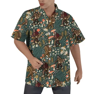 Bigfoot Mushroom Button Up Shirt For Men