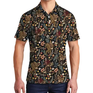 Bigfoot Holding Mushroom Men's Polo Shirt