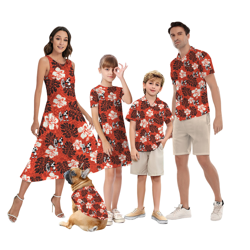 Cute Mickey Steamboat Willie Vintage Hibiscus Matching Family Aloha Shirts - variant image 1