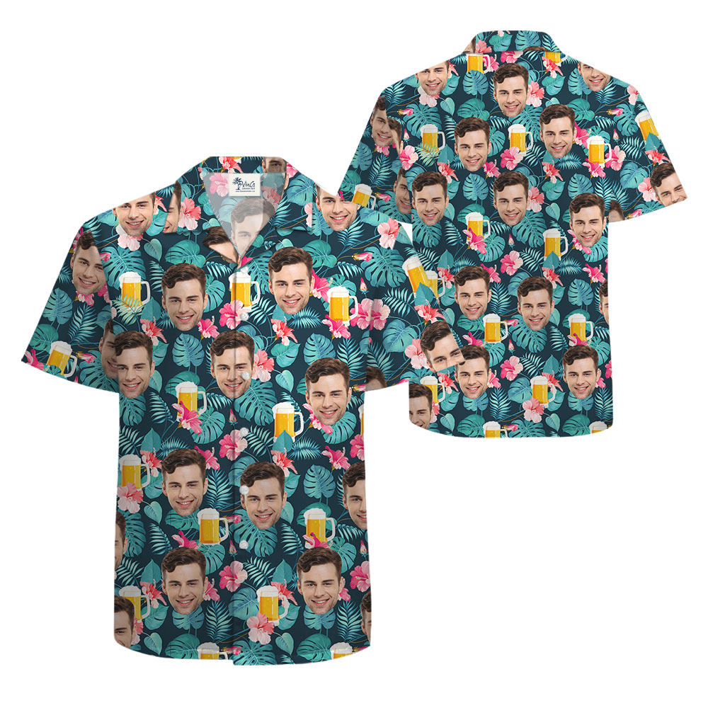 Men's Beer Pattern Hawaiian Shirt With Photos