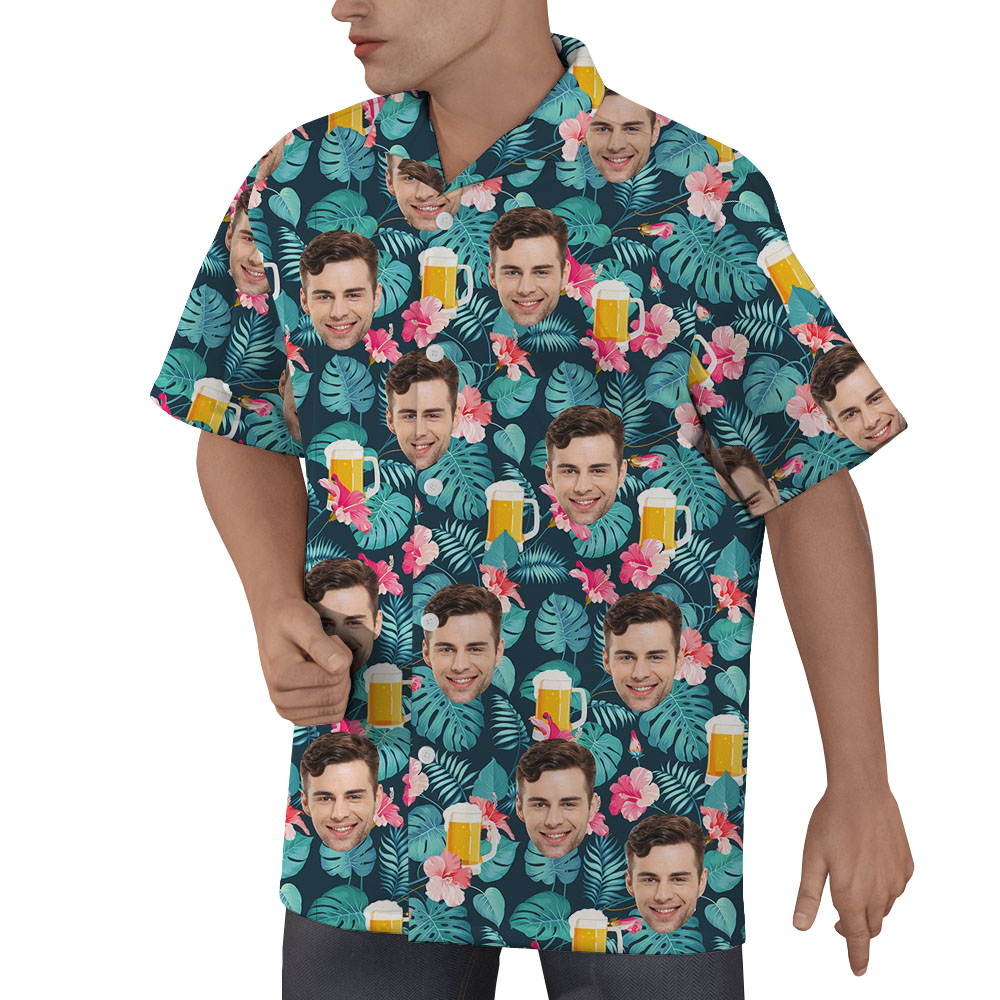 Men's Beer Pattern Hawaiian Shirt With Photos