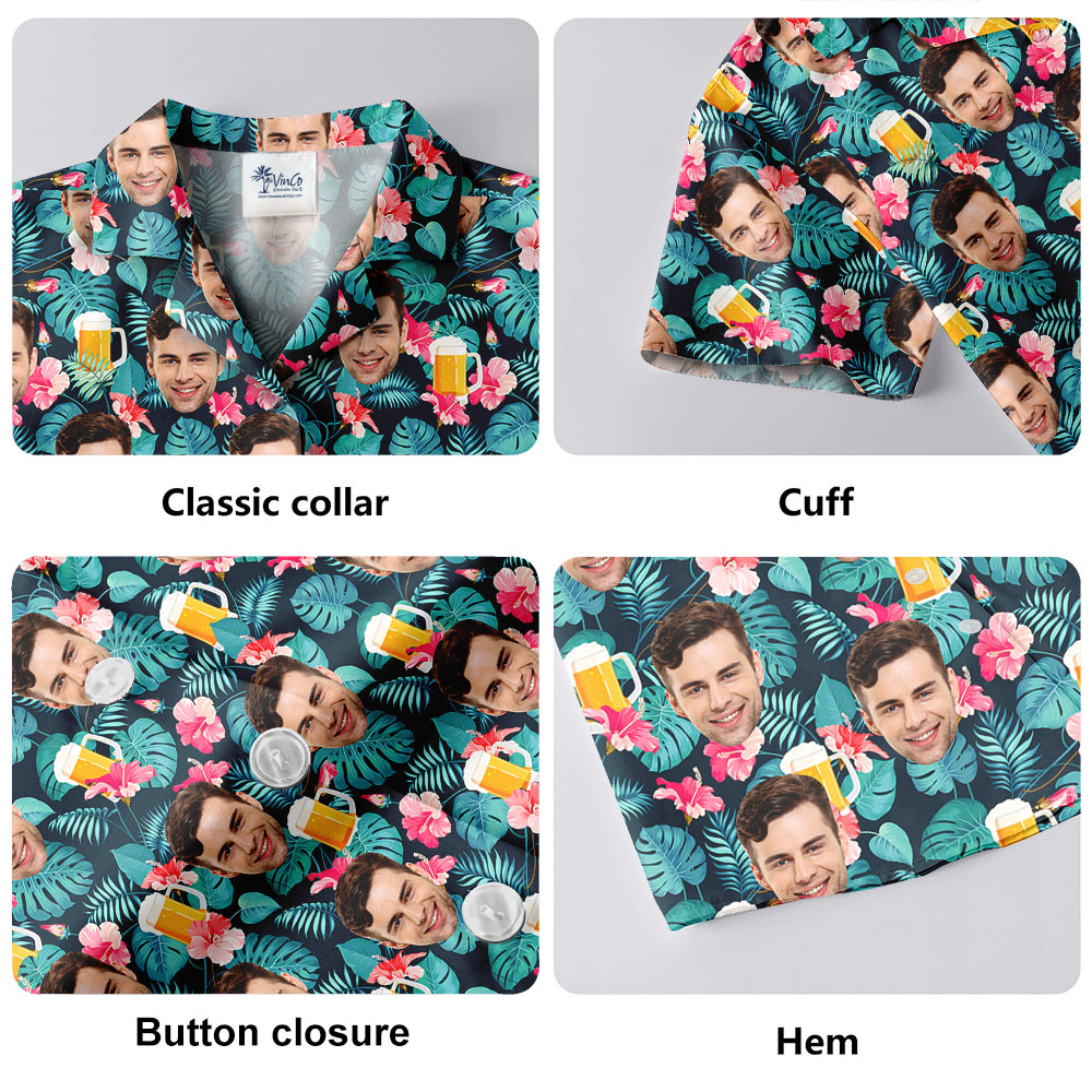 Men's Beer Pattern Hawaiian Shirt With Photos